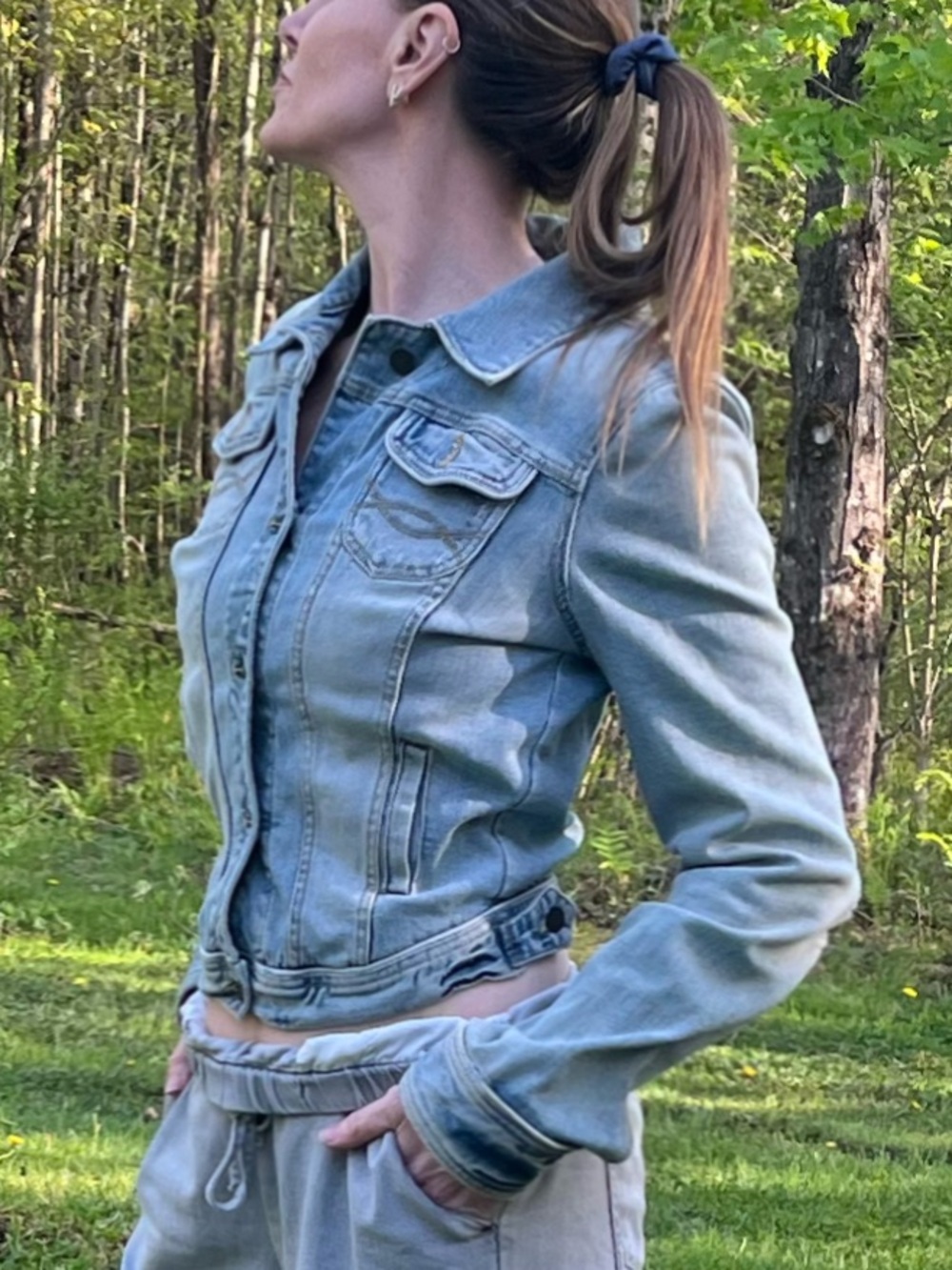 Abercrombie & Fitch Light Blue Denim Jacket - Women's Fitted Trucker